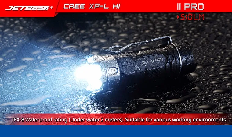 JETBeam II Pro мини светодиодный фонарик CREE XP-L Hi LED 510 люмен для самообороны с 1 * CR123 Батарея