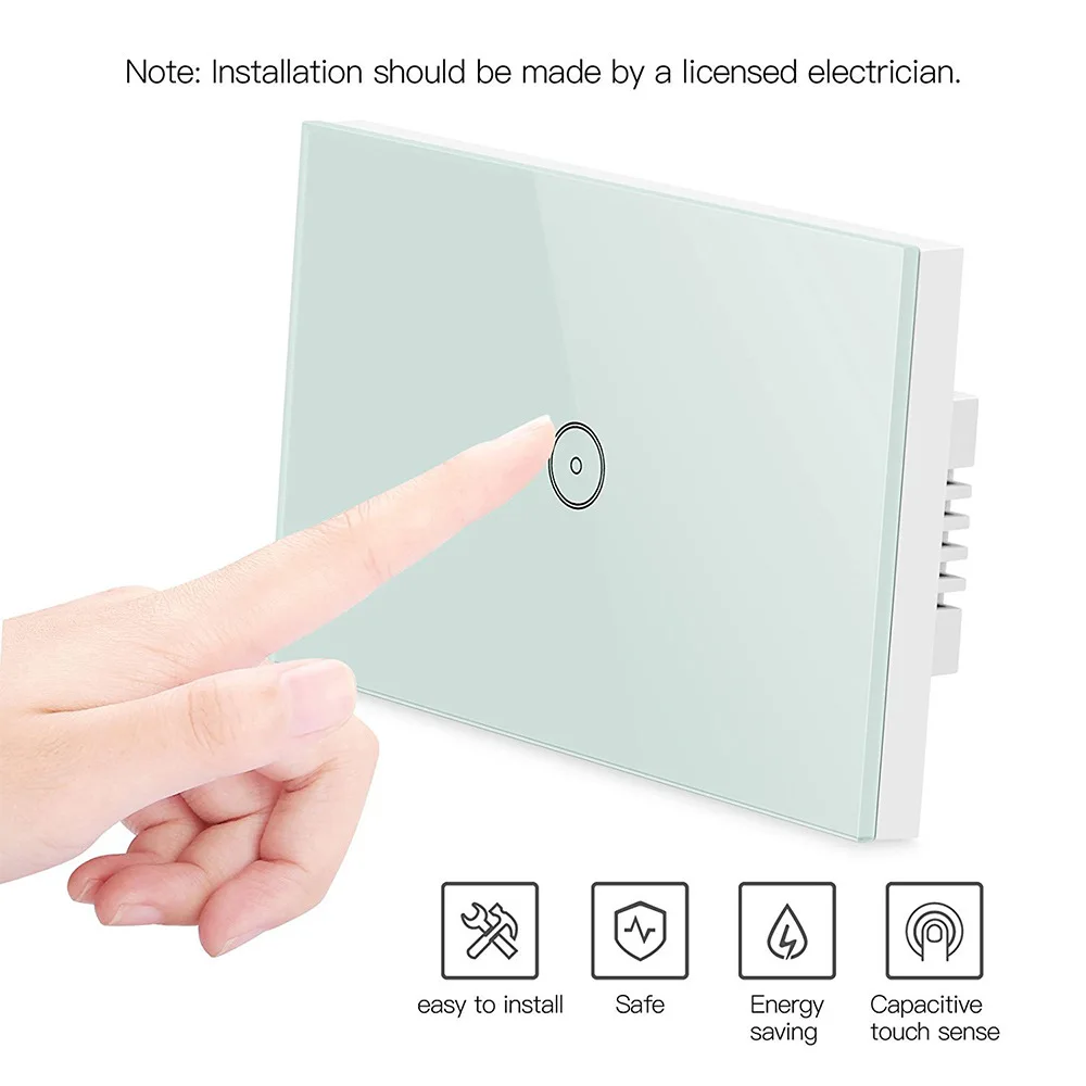 

US 1 Gang Smart WIFI touch home Wall Light switch panel mobile APP Remote Alexa/google home control