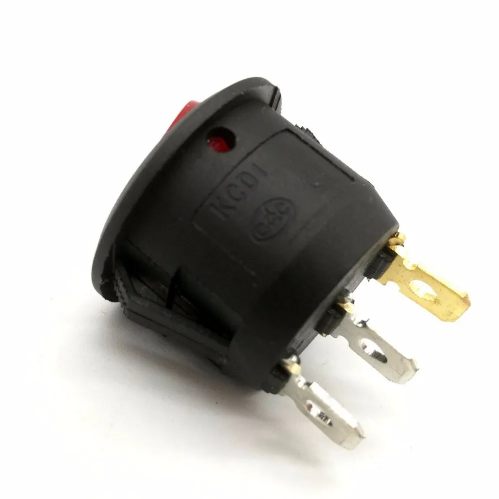 10 шт./лот AC 6A/250V красный свет ВКЛ ВЫКЛ SPST круглая кнопка Dot Автомобильный