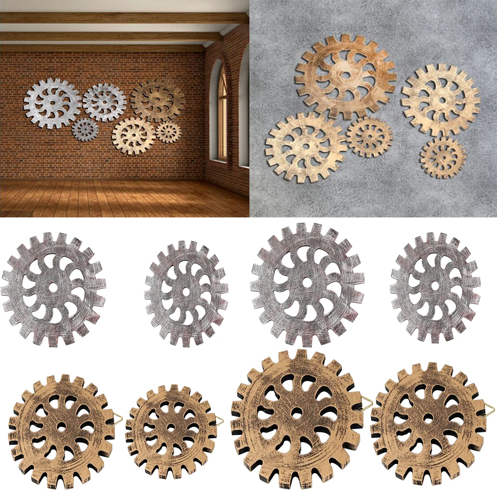 Industrial Carved Wooden Gear Steampunk Wall Art Decor Embellishment Plaques Ornament for Personalized Decorations | Дом и сад