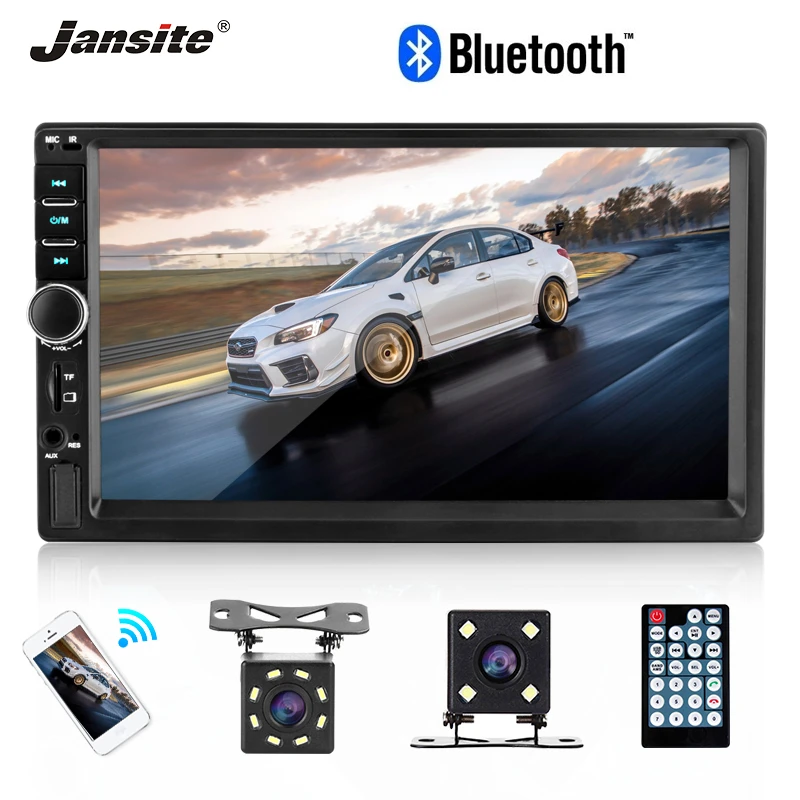 

Jansite Double din Car Radio MP5 player Touch screen TF Card USB car multimedia player + waterproof 8 LED light Backup Camera