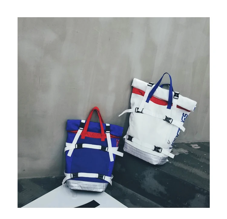 Контрастный цвет, школьная сумка, Студенческая большая емкость, рулон, рюкзак, мужская и женская мода 15,6, сумка для компьютера, рюкзак в стиле хип-хоп