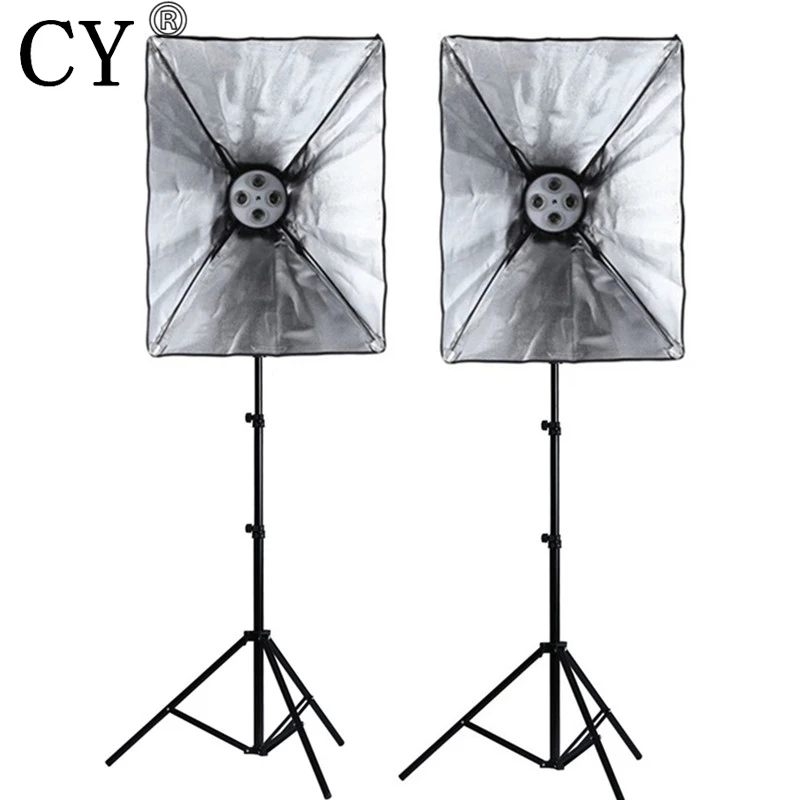 

CY Photography Studio Soft Box Lighting Kits 200cm Light Stand*2+50*70cm SoftBox*2 with E27 4 Lamp Holder Photo Studio Set