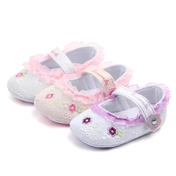 

Spring Summer Baby Girl Princess Shoes Newborn Baby Embroidery Flower First Walkers Infant Toddler Soft Anti-slip Sole Shoes