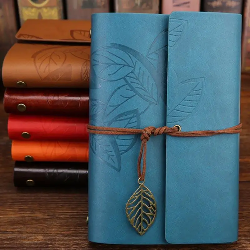 Блокнот Cobee Travelers, классический винтажный ноутбук, портативный многоразовый журнал для путешествий из кожи, записная книжка - Цвет: Medium lake blue
