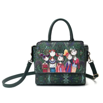 

2018 hot selling Women Crossbody Shoulder Bags Cartoon Patterns Fashion Flap Shape Flowers Casual handbag