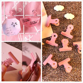 

12 Colors School Office Stationery 5pcs/lot Cute Metal Binder Clips Folder Notes Letter Paper Clip Clamp