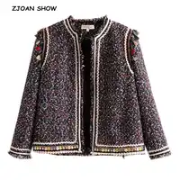 Ethnic Mix colored Tassel Weave Jacket Vintage Autumn Women Patchwork Basic Coat Soft Woolen Women Slim Cardigan Outwear Tops