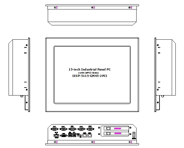 15 "промышленный сенсорный экран панель ПК, с 2 * PCI Слоты расширения, D2550 Процессор, 2 Гб Оперативная память, 320 Гб HDD, 2glan, 4 * RS232