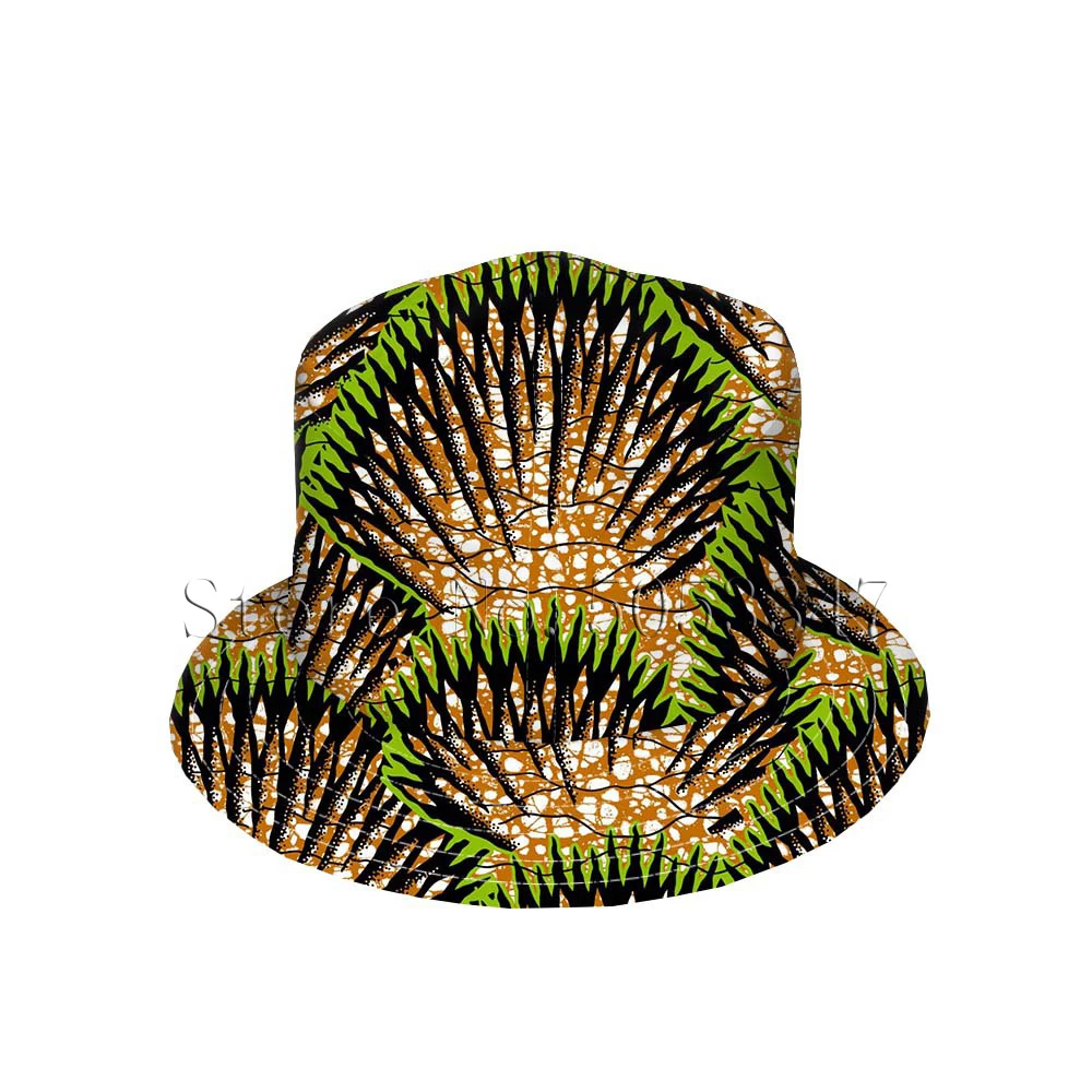 

African Hot Sale Angola Print Hat Custom Printing Cap Hat Wholesale African cotton batik fisherman hat double-sided belt