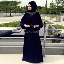 Black Muslim Long Sleeve Evening Dresses 2017 Fast Shipping Abaya In Dubai Chiffon Long Prom Dresses With Hijab Custom Made