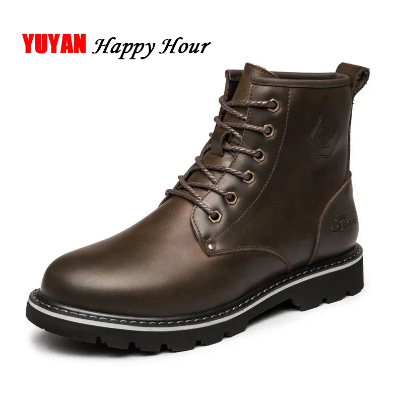 

Genuine Leather Military Boots Men Winter Shoes Cowhide Man Winter Boots Warm Shoes Cold Winter Male Ankle Booties Black A441