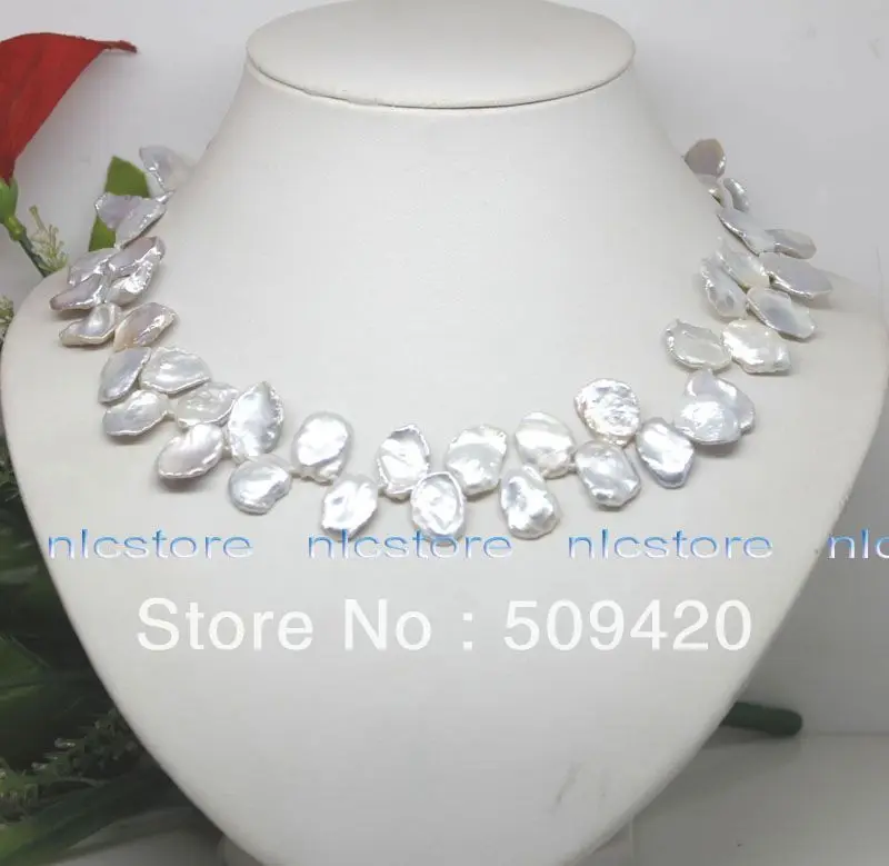

~~ Free Shippinggenuine big white keshi pearl necklace jewelry gem