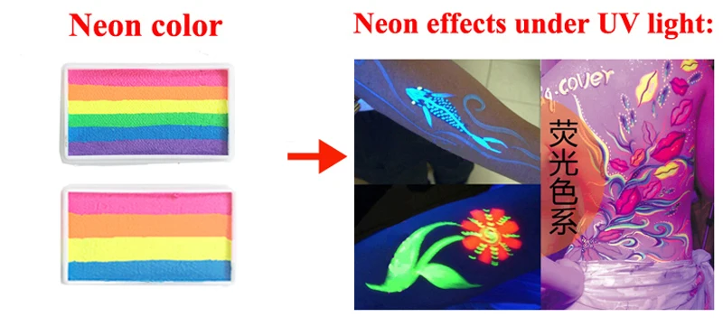 Краска для лица, краски для лица и тела, раскол, торт, радуга, неон, металлик, обычный, 30 г/шт., цветные, на водной основе, УФ, вечерние, Хэллоуин, макияж