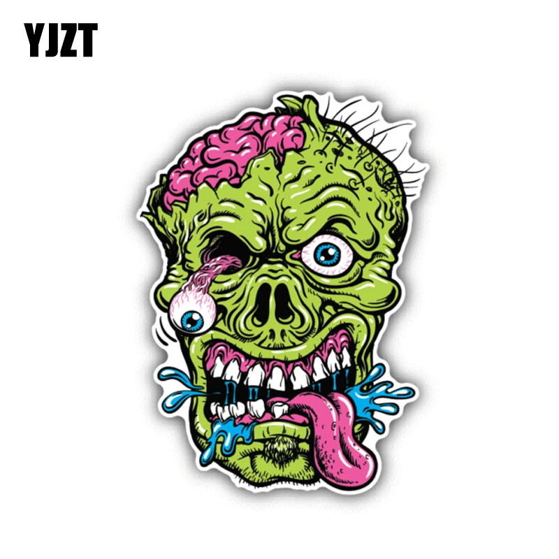 Yjzt 8 5 Cm 11 5 Cm Kartun Lucu Zombie Kepala Lidah Tengkorak Mobil Stiker Pvc Decal 6 1376 Aliexpress