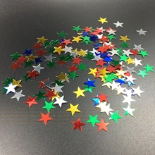 500pcs/lot 10mm/6mm Silver stars sequins Stardust Metallic Multicolor Confetti Happy New Year table decoration scatters