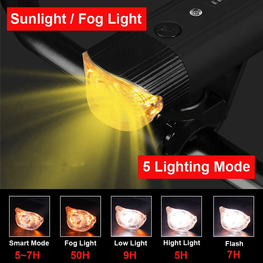 Sale NEWBOLER Bicycle Smart Induction Front Light Set USB Chargeable Bike Fog Light Waterproof Flashlight 4000mAh Power Bank LED Lamp 1