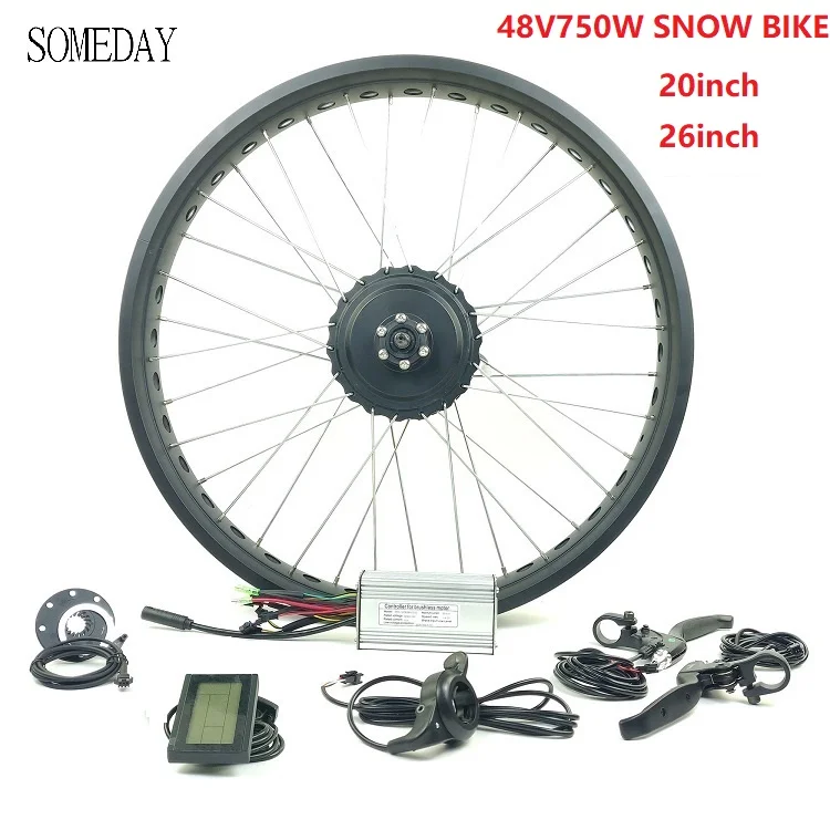 

SOMEDAY 48V 750W EBIKE fat front wheel gear hub motor with LCD3 display Electric Bicycle snowbike 20 26 inch