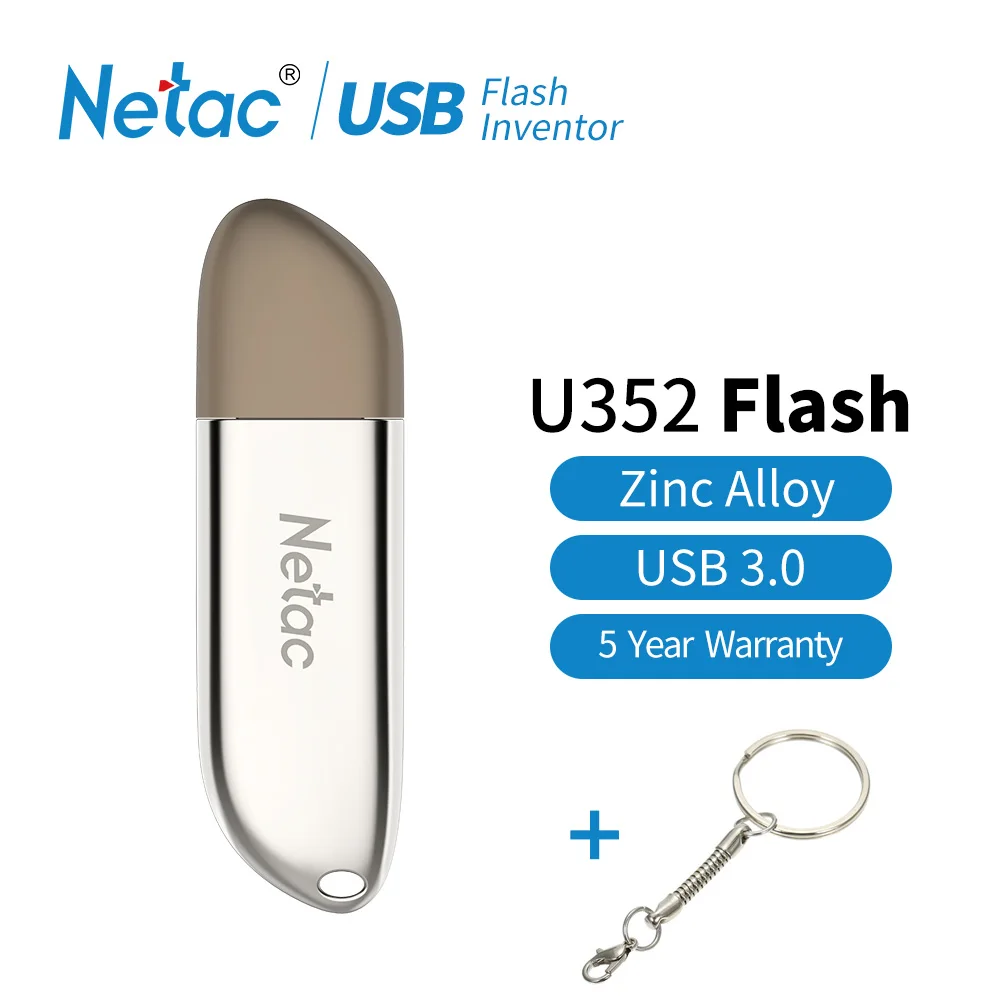 Netac USB 3,0 флеш-накопитель из цинкового сплава креативный зашифрованный флеш-накопитель 16 ГБ 32 ГБ 64 Гб 128 ГБ Флешка U352 16 32 64 128 ГБ диск - Цвет: U325 With Chain