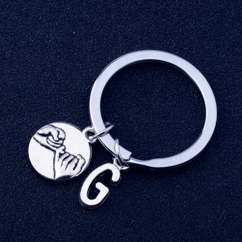 Alphabet Keyring Initial Letter "Pinky Promise" Charm Key Ring Chain Keychain 