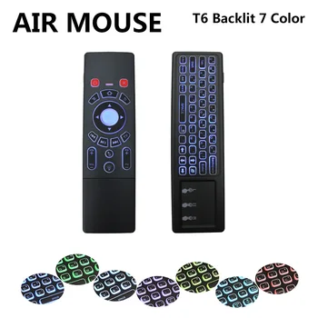 

T6 Colorful Backlight Mini Keyboard 2.4GHz Wireless Gyro 6-Axis Inertia Sensors IR Learning Remote Fly Air Mouse