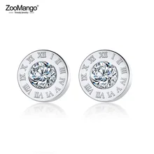 ZooMango, трендовые OL стильные римские цифры, CZ Циркон, серьги-гвоздики для девочек, розовое золото, нержавеющая сталь, женские серьги, ювелирные изделия ZE18281