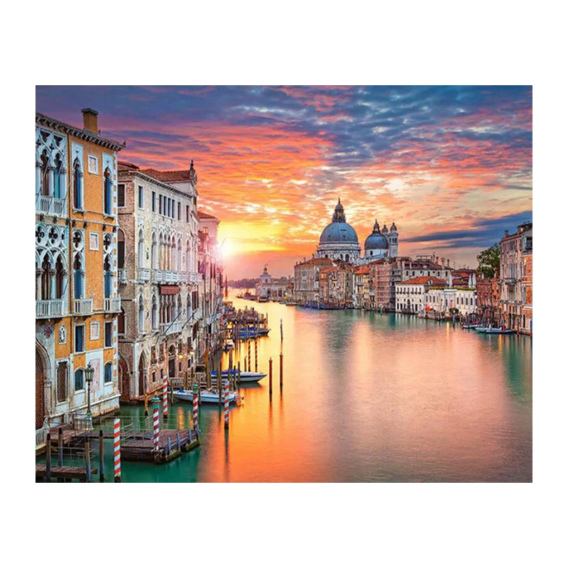 5D DIY Diamond Painting Cross Stitch Landscape Embroidery Venice YHAter Town Icons Room Decoration WZ | Дом и сад