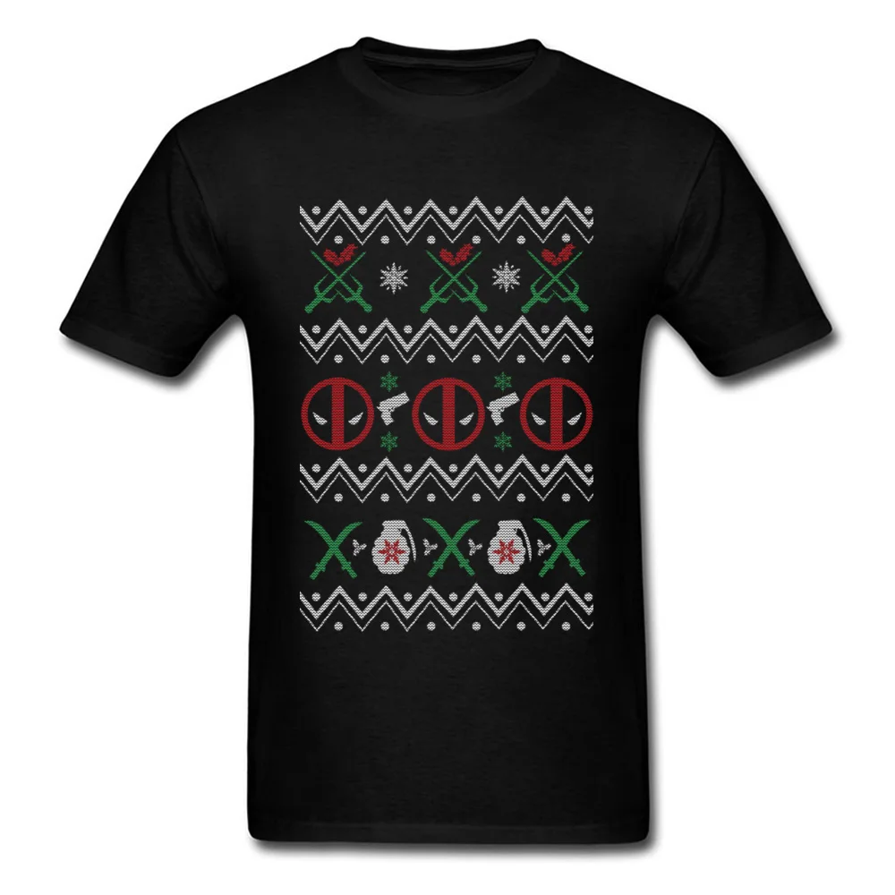 

Lasting Charm New Deadpool Ugly Christmas Sweater Sports T-shirt Men Black T Shirt Comic Xmas Gift Clothes