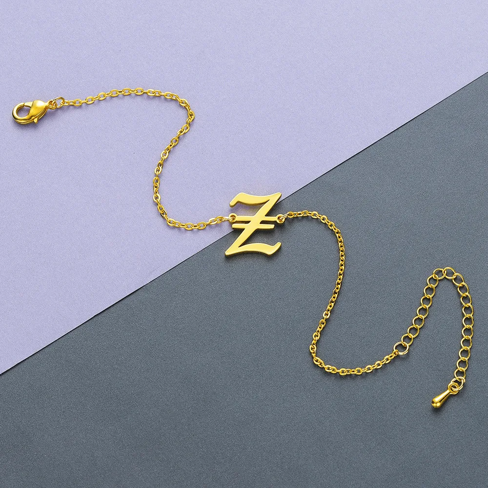 Старый Английский Буква Z ID браслет серебро Нержавеющая сталь 26 Алфавит именной браслет подарок на день матери Gracias Regalo