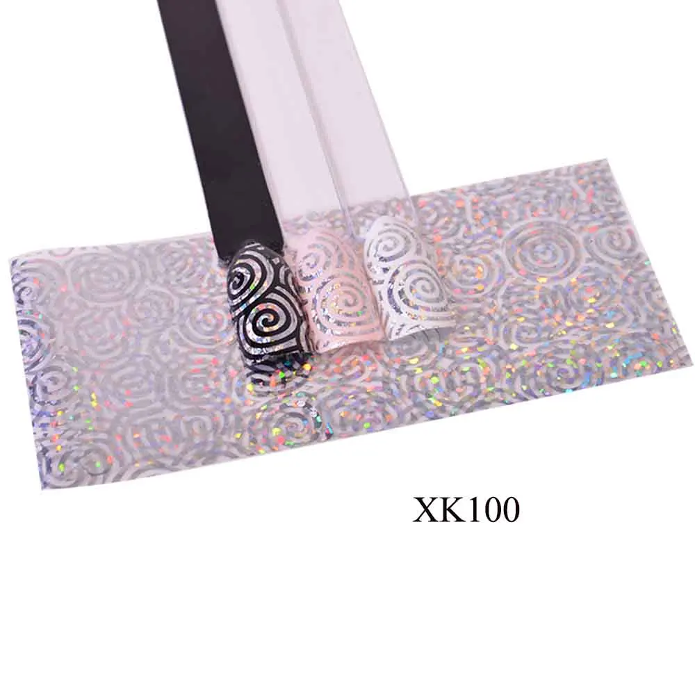 100x4 см прозрачная/черная Голографическая фольга на ногти Лазерная роза цветок дизайн ногтей переводная наклейка бумажные наклейки BEXK098-109