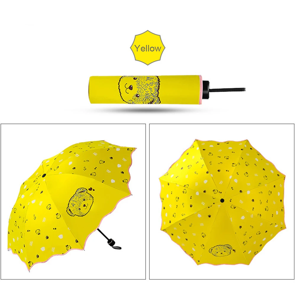 Черный пластиковый зонт от солнца Sun трехсложный Зонт двойной Зонт наружное ни автоматический складной зонт