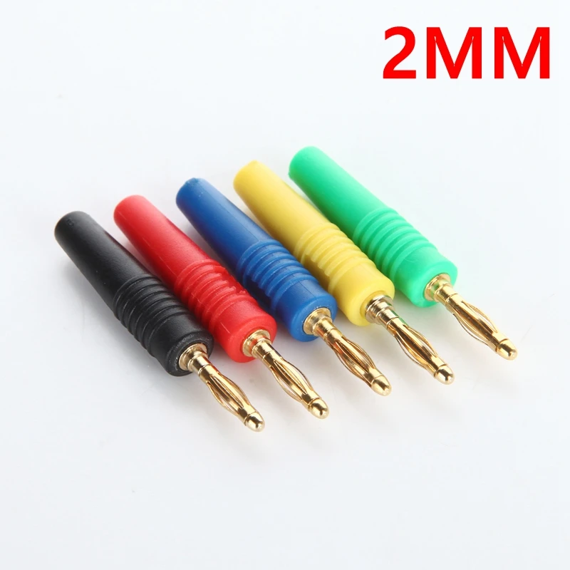 5Pcs 5color Mini 2mm Copper Banana Plug Jack For Speaker Amplifier Gold