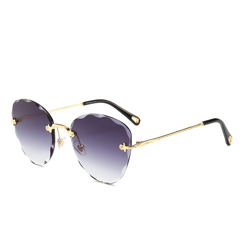 

New Popular Cat Eye Sunglasses Luxury Design Rimless Shades Glasses Fashion Gradienr Sunglasses Good Quality UV400 Eyewear