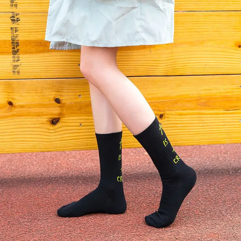 Women High Ankle Cotton Crew Socks Halloween Art Figure Casual Sport Stocking