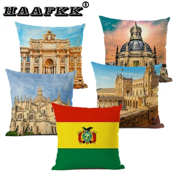 

1Pcs Spain 45*45cm Cotton Linen Throw Pillow Scenery Cushion Cover Car Home Decoration Sofa Decor Decorative Pillowcase