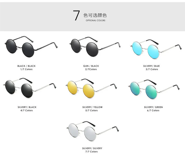 Мода шоу стиль очки настоящие поляризованные солнцезащитные очки винтажные Круглые Солнцезащитные очки Uv400 черные линзы