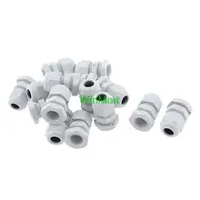15 шт. Водонепроницаемый PG9 Пластик кабель Разъемы сальниковые белый