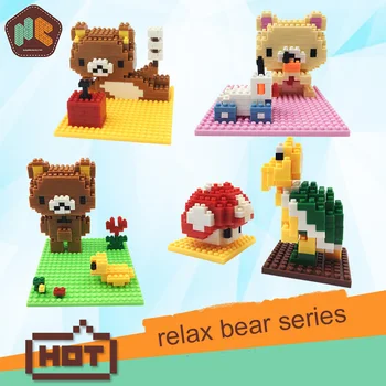 

HC Mini Diamond Building Blocks Bricks Single Rilakkuma Bear Tortoise Anime Cartoon Puzzle Magic Friends Block Toys for Children