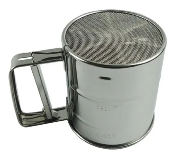 Y055 новейшая Нержавеющая сталь сетка Мука сито Механическая глазурь для выпечки шейкер для Сахара Сито инструмент форма чашки