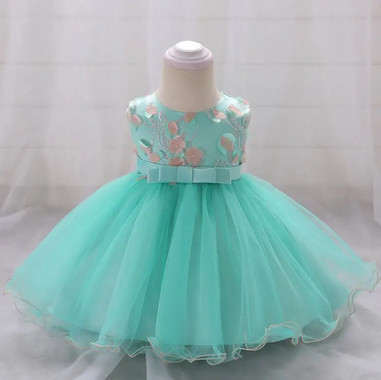 MERI AMMI/кружевное платье-пачка с цветочным принтом и бантом для маленьких девочек на день рождения, крестины, крещения, день рождения одежда для малышей от 6 до 36 месяцев - Цвет: as picture