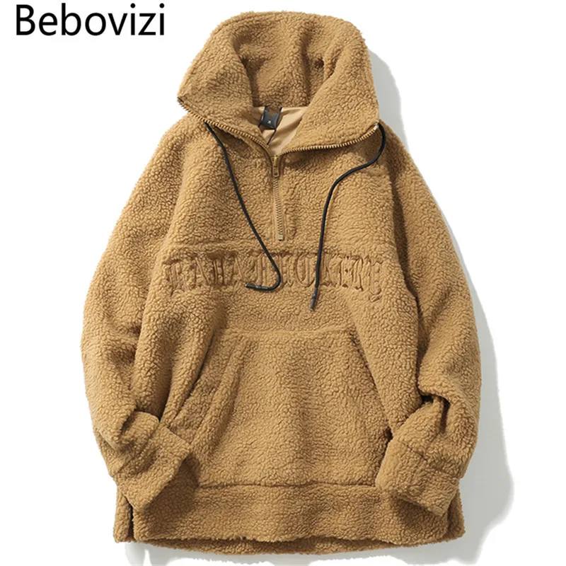 

Bebovizi Brand 2018 Autumn Winter New Men's Casual Wool Blend Coat Streetwear Hip Hop Male Embroidery Oversize Cashmere Coats