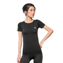 Женские быстросохнущие нейлоновые ткани с короткими рукавами, тянущиеся для фитнеса, одежда женские футболки для йоги