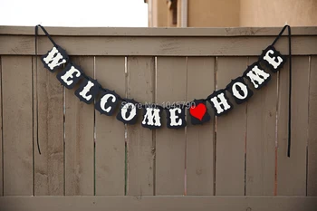 

Free Shipping 1 X Black Handmade WELCOME HOME Banner Wedding Garland Birthday Party Photography Decoration