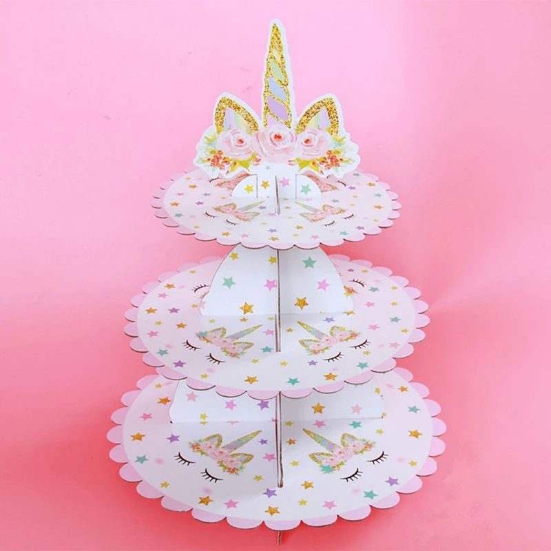 

1 PCS Unicorn Cake Stand Three Layers Unicorn Birthday Party Supplies Dessert Stands Wedding Party Favors