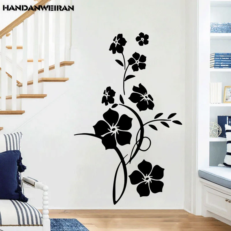 

High Quality Black Flower Vine Wall Stickers Creative Simple Small PVC Mural 40*40CM For Living Room Home Decor