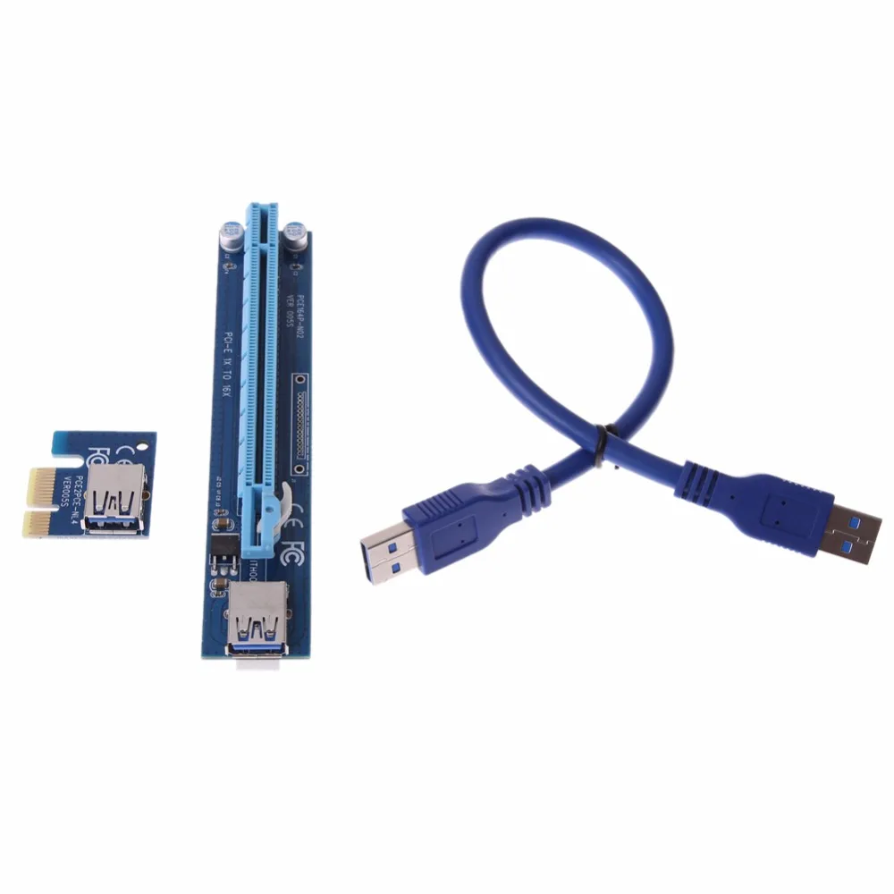 PCIe PCI-E Express 1X To 16X Riser Card Mining Machine Enhanced Extender Riser Adapter Card With 30CM/60CM USB Cable BTC miner