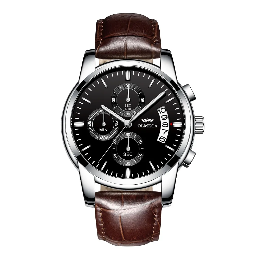

Reloje OLMECA Men Watch Male Brown Leather Band Date Quartz Watches Mens Luxury Brand Waterproof Sport Clock Relogio Masculino