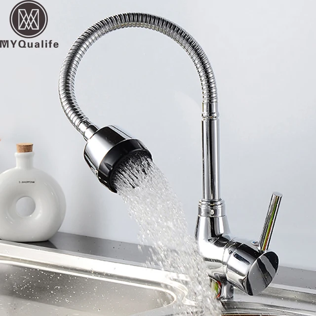 Best Offers Free Shipping Spring Kitchen Faucet Flexible Neck Hot and Cold Kitchen Crane Steam and Spray Nozzle