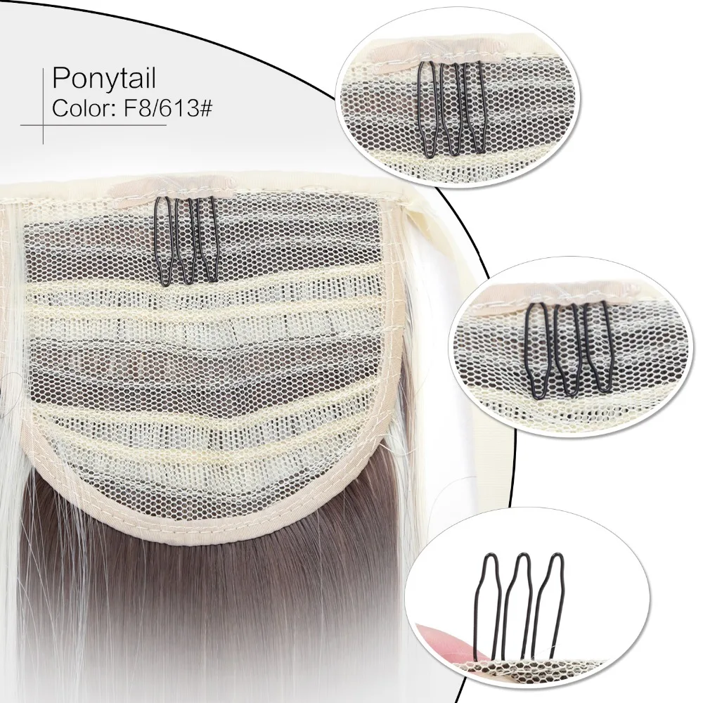 

Neitsi Straight Long Clip In Hair Tail False Hair Ponytail Hairpiece With Hairpins Synthetic Hair F8-613#