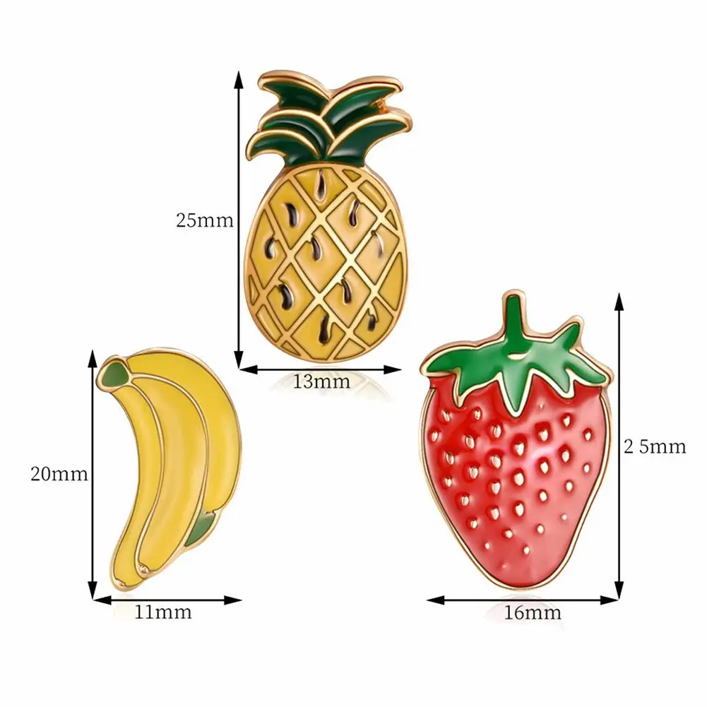 3Pcs/Set Cartoon Banana Pineapple Enamel Badge Collar Brooch Pin Clothes Jewelry | Украшения и аксессуары